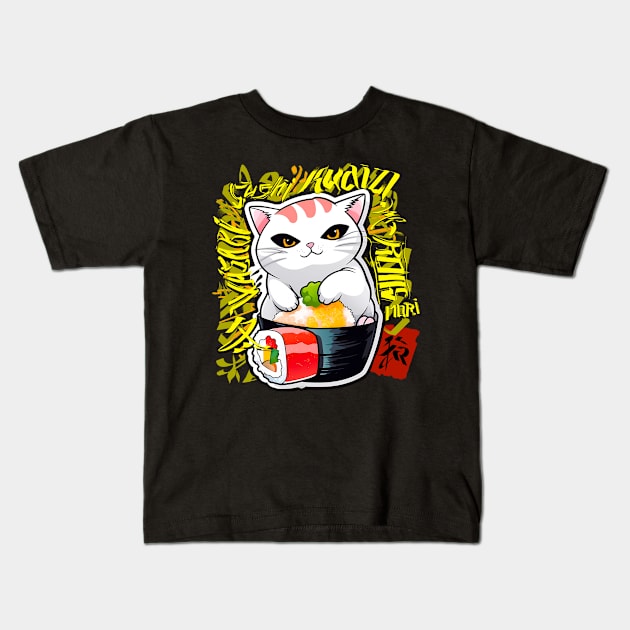 Sushi cat Kids T-Shirt by NemfisArt